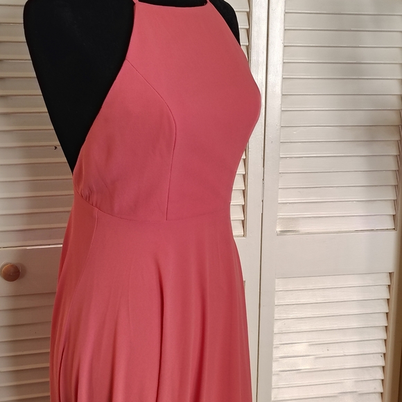 Lulu's Halter-Neck Pink Maxi Prom Dress - Picture 9 of 12